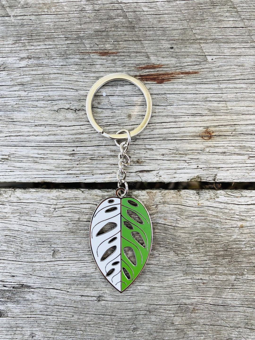 Monstera Adansonii Variegated Keyring | Uprooted